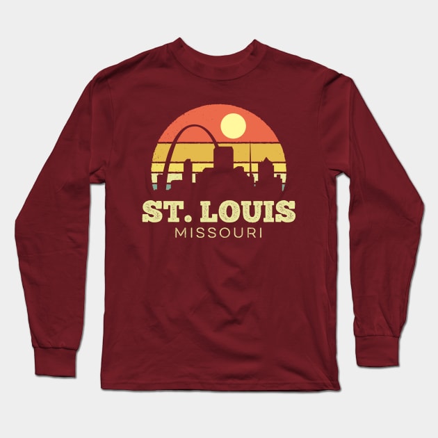 St Louis Missouri Vintage Sunset Long Sleeve T-Shirt by DetourShirts